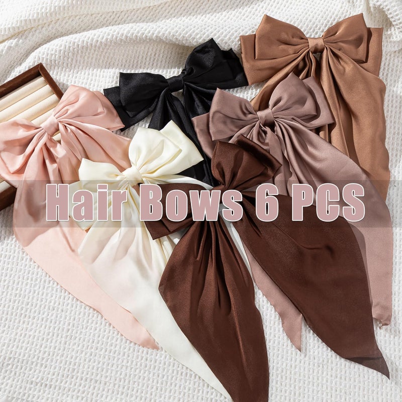 Seneeel 6 PCS Oversized Hair Bows, Big Bows for Girls and Women, Hair Ribbons - Image 3