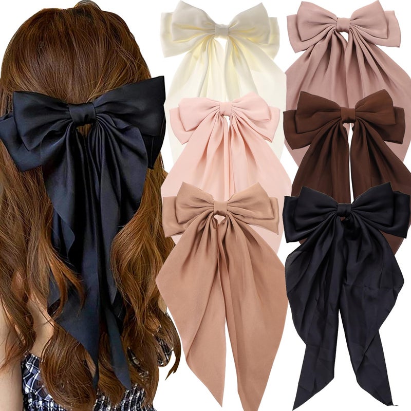 Seneeel 6 PCS Oversized Hair Bows, Big Bows for Girls and Women, Hair Ribbons - Image 1