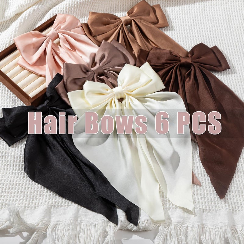 Seneeel 6 PCS Oversized Hair Bows, Big Bows for Girls and Women, Hair Ribbons - Image 4