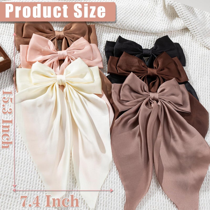 Seneeel 6 PCS Oversized Hair Bows, Big Bows for Girls and Women, Hair Ribbons - Image 2