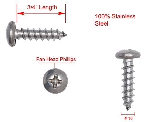 Bolt Dropper No. 10 x 1 Stainless Phillips Pan Head Wood Screws (100 Pack), 18-8 (304) Stainless Steel Commercial Grade Corrosion Resistant Choose Size by Bolt Dropper - Image 3