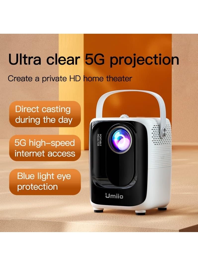 Umiio Android Video Projector with 5G WiFi & Bluetooth, Ultra HD Supported, A007 Chip Intelligence Portable Movie Projector Compatible With iOS Android HuaweiCast  - Image 1
