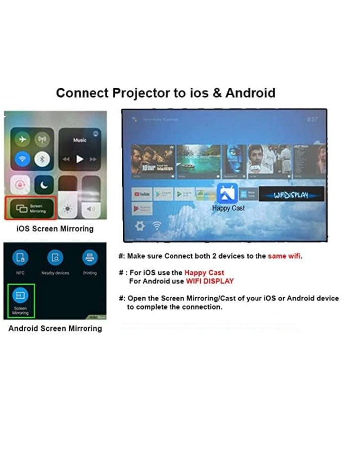 Umiio Android Video Projector with 5G WiFi & Bluetooth, Ultra HD Supported, A007 Chip Intelligence Portable Movie Projector Compatible With iOS Android HuaweiCast  - Image 4