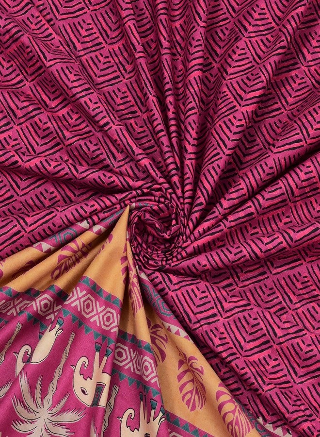 BLOCKS OF INDIA Hand Block Printed 200 TC Cotton Super King Size Bedsheet(106 x 106) | Pack of 1, Batik Maroon Elephant - Image 2