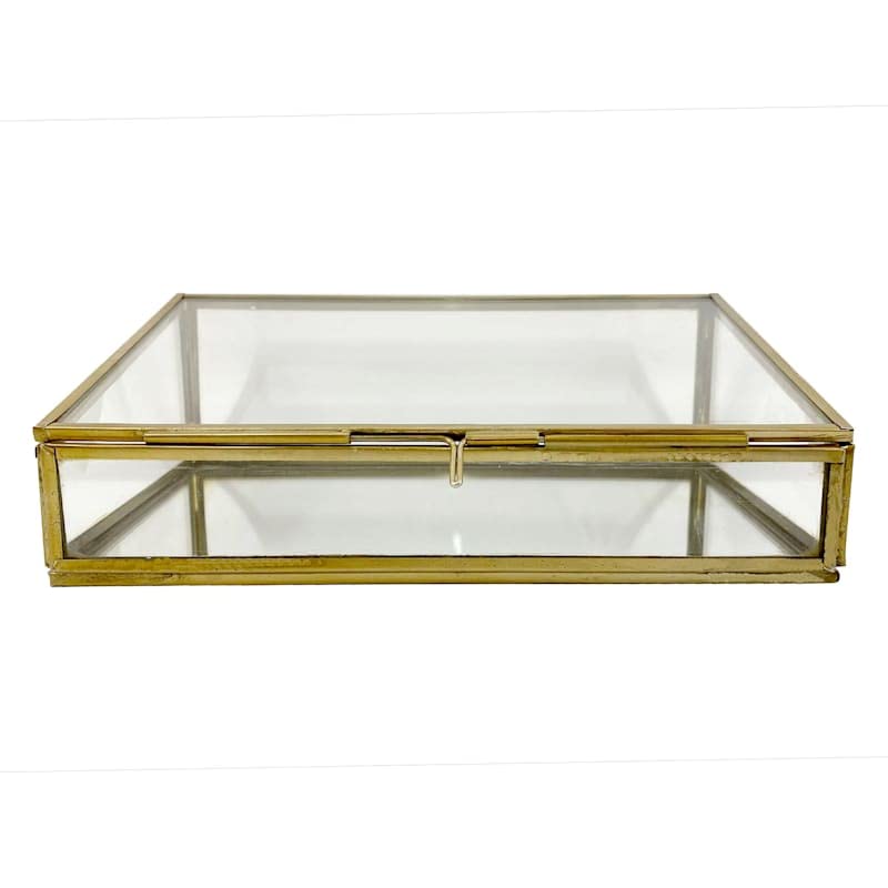 ARTINCO Art India Collections Rectangular Glass Jewelry Box Gold 7.5x5.5x1.5 Inches - Image 4