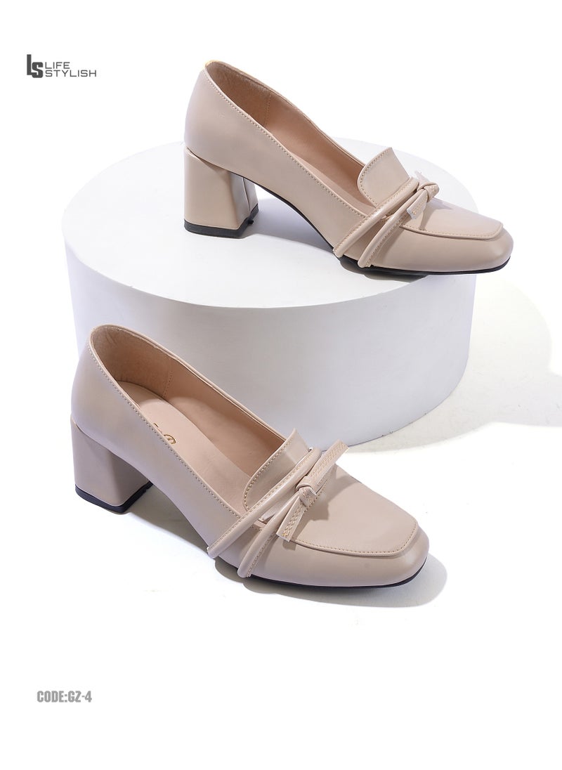 LIFESTYLISH Shoes Heels Leather Stylish GZ-4 - Beige  - Image 2