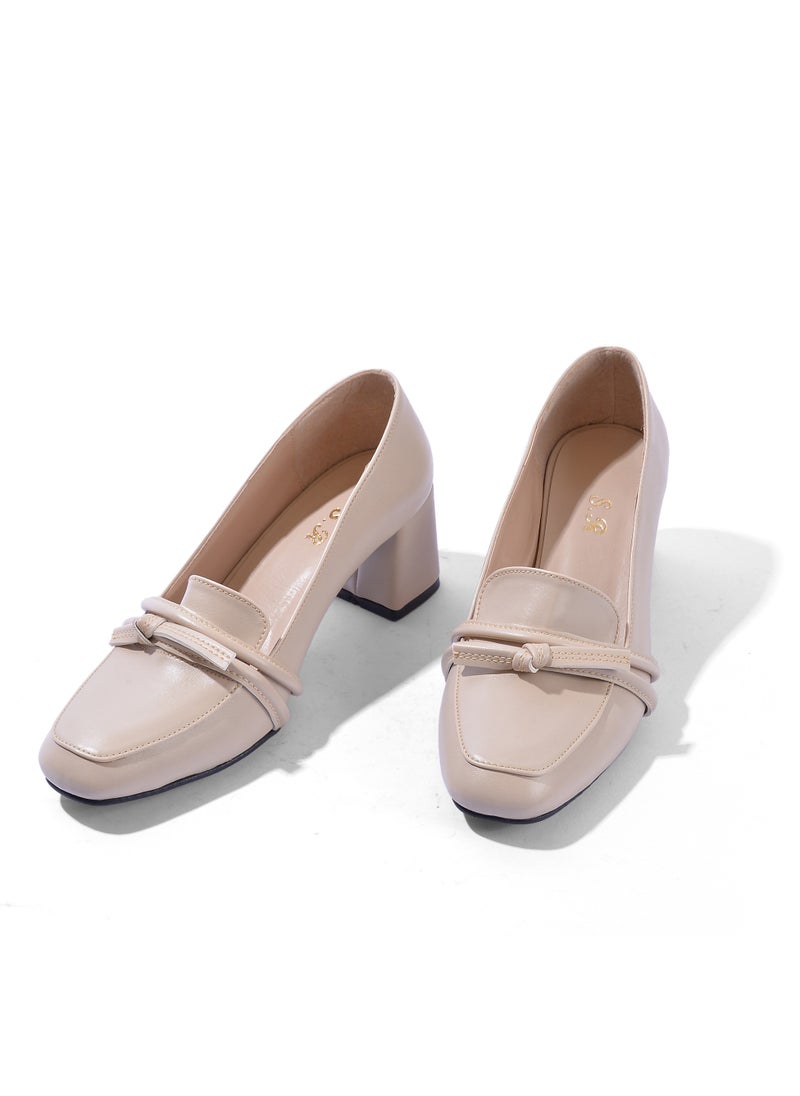 LIFESTYLISH Shoes Heels Leather Stylish GZ-4 - Beige  - Image 4