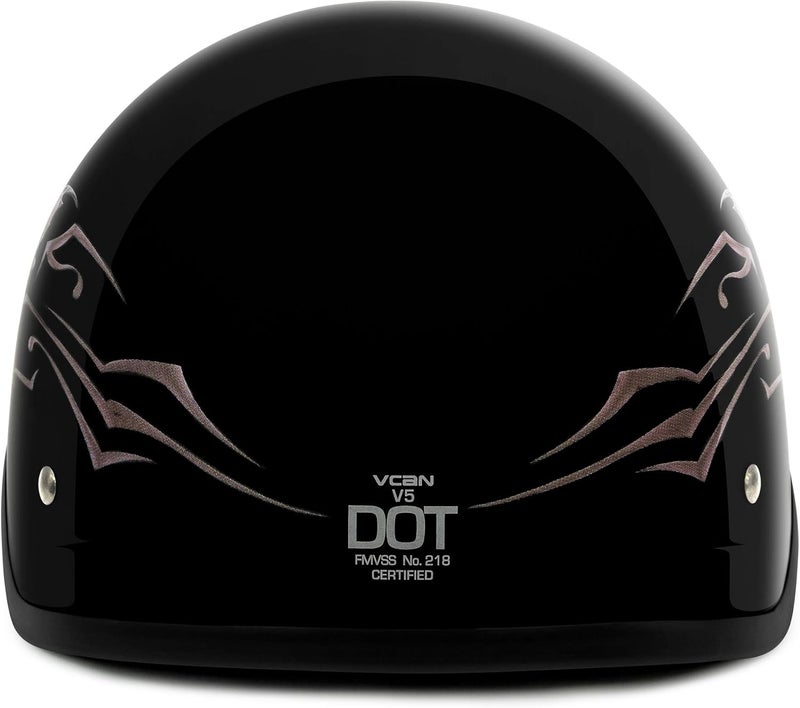 VCAN Unisex-Adult Half Helmet with Gloss Black Butterfly Design - Image 5