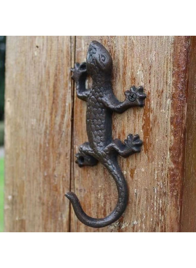 Gecko Shaped Cast Iron Wall Hook Heavy Duty Coat Rack For Home Storage - Image 3