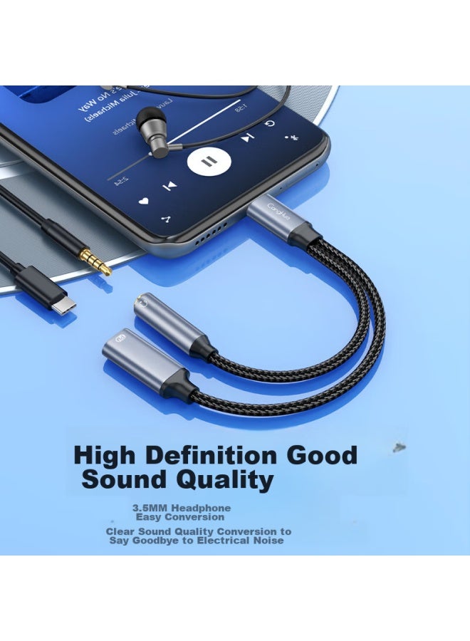 CangHua Headphone Adapter, Type-c To 3.5mm Audio Converter, Charging And Music Two-in Pd60w Fast Charging, Voice Call Conversion Headset, Compatible With Huawei, Xiaomi, Honor Phones - Image 5