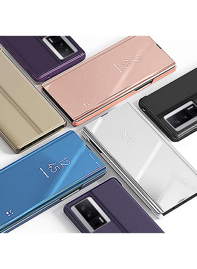 erorex Case For Xiaomi Poco F5 Pro Plated Mirror Kickstand Flip Leather Phone Case - Image 2