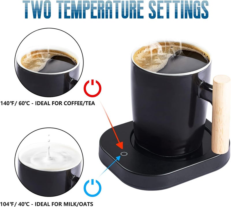 HOWAY Coffee Warmer & Mug Set, Cup Heater for Desk Temperature Control and Smart Auto Shut Off, 14oz, Two temperatures - Image 2