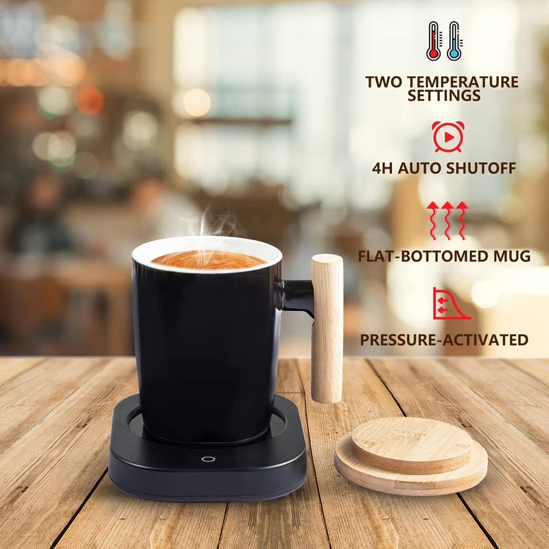 HOWAY Coffee Warmer & Mug Set, Cup Heater for Desk Temperature Control and Smart Auto Shut Off, 14oz, Two temperatures - Image 5
