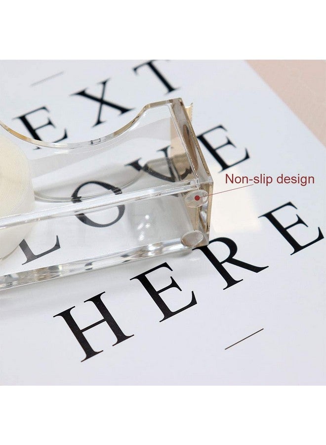 MultiBey Clear Acrylic Gold 1 Inch Core Desktop Adhesive Tape Dispenser Cutter With Tape Office School Gift Idea (Gold) - Image 4