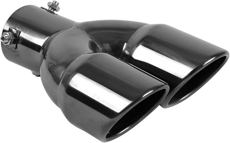 Krtopo 2.5" 63mm Exhaust tips Stainless Steel Car Exhaust Muffler Auto Throat Double End Silencer, Outlet 3" (Straight Black) - Image 1