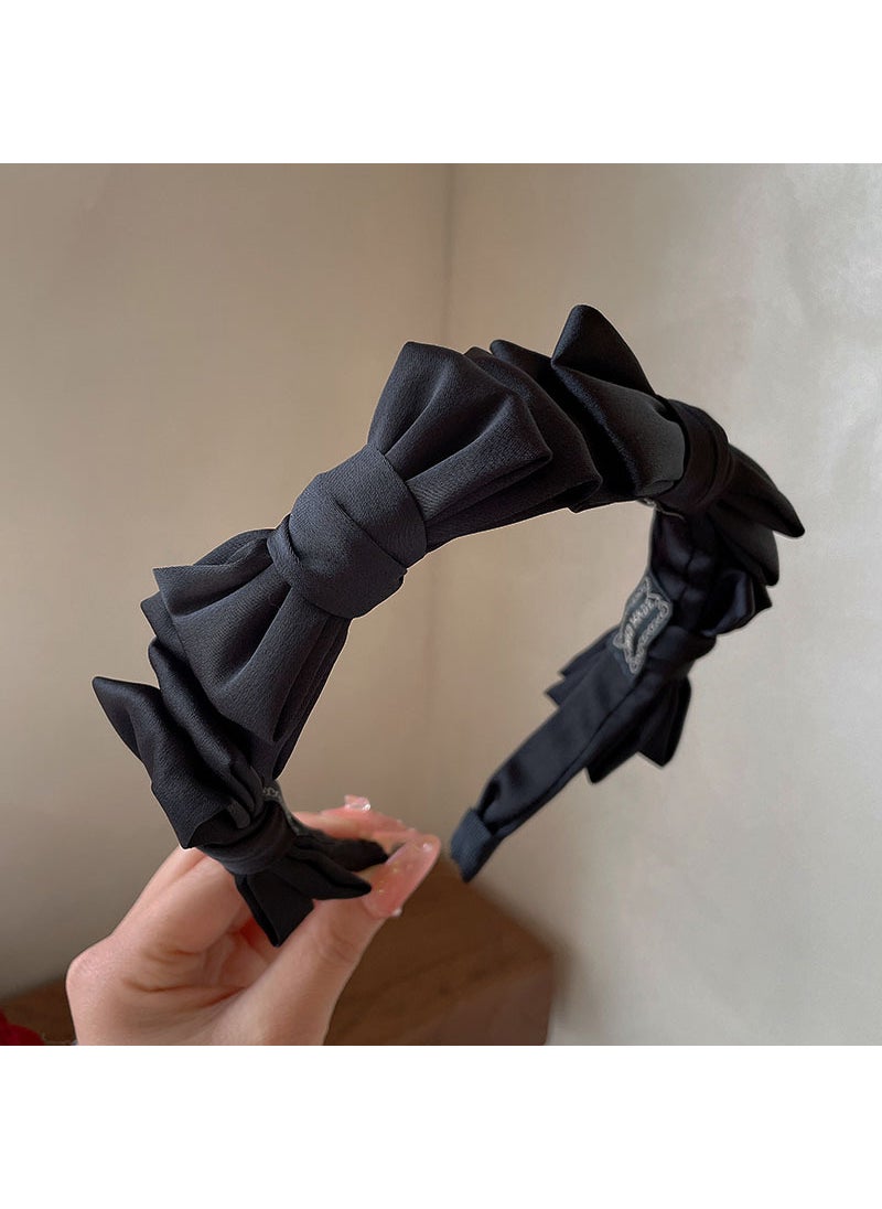 Generic Retro French Bow Hairband Chic 2021 Headwear Black 