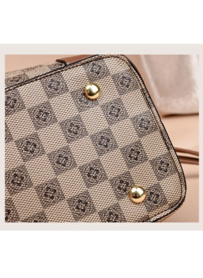 WAOKN - Women's Simple Large-capacity Shoulder Bag with 2 Types of Shoulder Straps, Ladies Plaid Retro Handbag Tote Bags Clutch Bag, Multi-pocket PU Leather Crossbody Bag Sling Bag Side Bag Carry Bag - Image 1