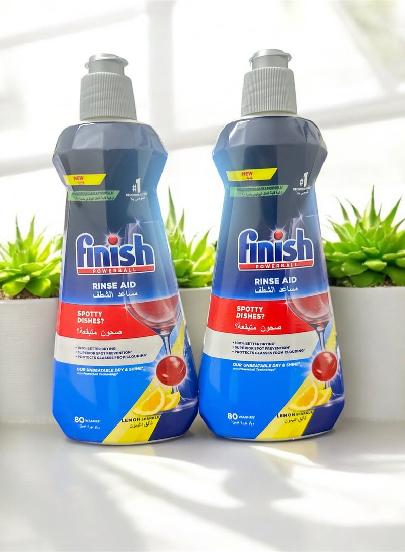 Finish Rinse Aid For Shinier And Drier Dishes Lemon Sparkle 400 ml Pack Of 2 - Image 2