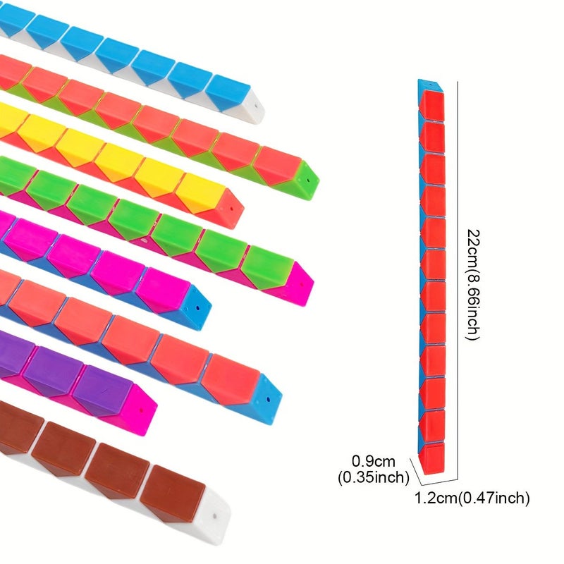 6Pcs Magic Ruler Puzzle Toy 24 Colors Build Shapes Travel Party Gift For Kids - Image 2