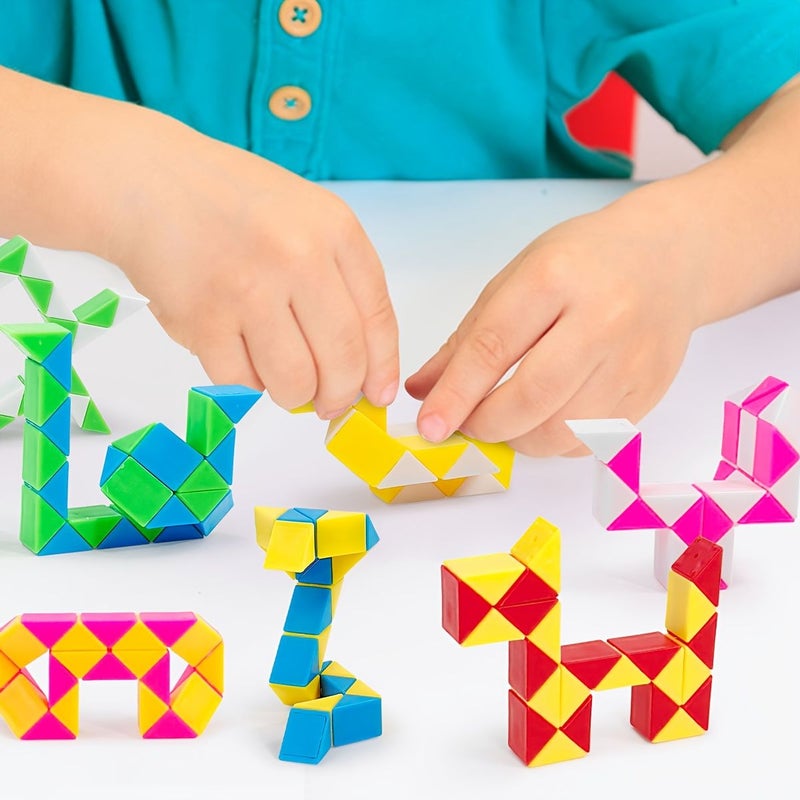 6Pcs Magic Ruler Puzzle Toy 24 Colors Build Shapes Travel Party Gift For Kids - Image 5