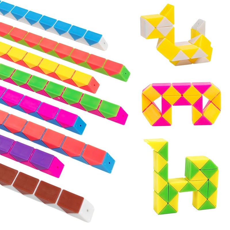 6Pcs Magic Ruler Puzzle Toy 24 Colors Build Shapes Travel Party Gift For Kids - Image 1
