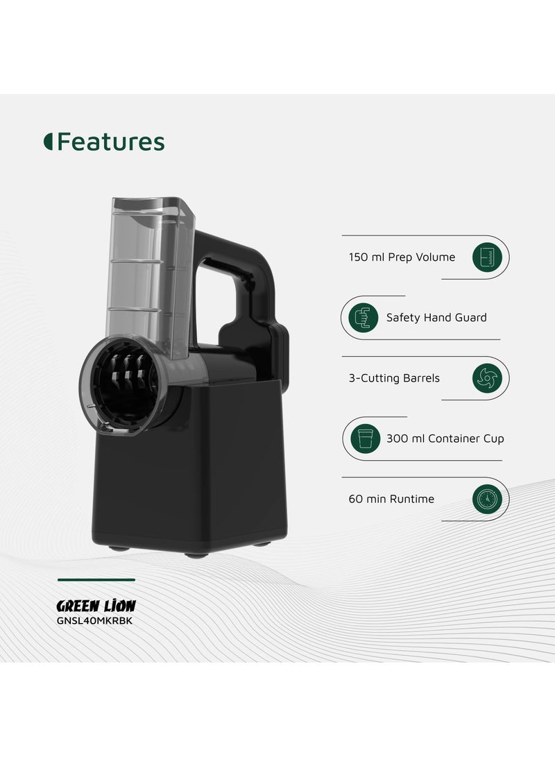 GREEN LION 3 in 1 Salad Maker-Slicing , Chopping , Shredding / Battery 2000mAh / Electric Salad Machine for Cheeses, Fruits, Vegetables / Power 40W / 250 RPM / Stainless Steel Blades / Charging Port USB-C - Black - Image 2