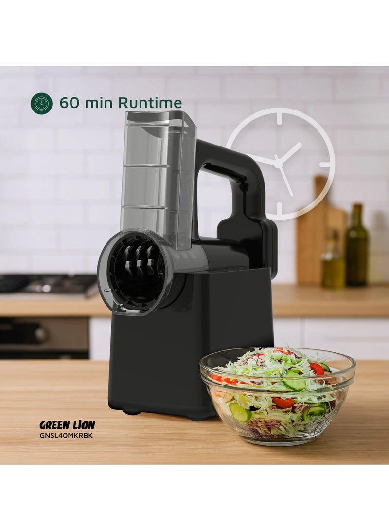 GREEN LION 3 in 1 Salad Maker-Slicing , Chopping , Shredding / Battery 2000mAh / Electric Salad Machine for Cheeses, Fruits, Vegetables / Power 40W / 250 RPM / Stainless Steel Blades / Charging Port USB-C - Black - Image 4