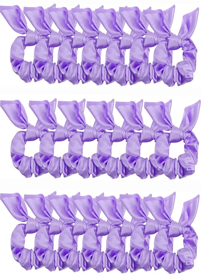 ACO-UINT 20 Pack Purple Scrunchies for Women - Satin Silk Hair Ties with Bow for Thick Hair, Cute Ponytail Holders and Ribbon Accessories - Image 1