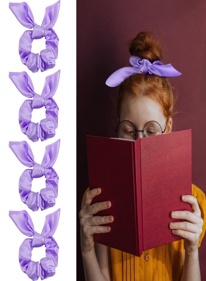 ACO-UINT 20 Pack Purple Scrunchies for Women - Satin Silk Hair Ties with Bow for Thick Hair, Cute Ponytail Holders and Ribbon Accessories - Image 4