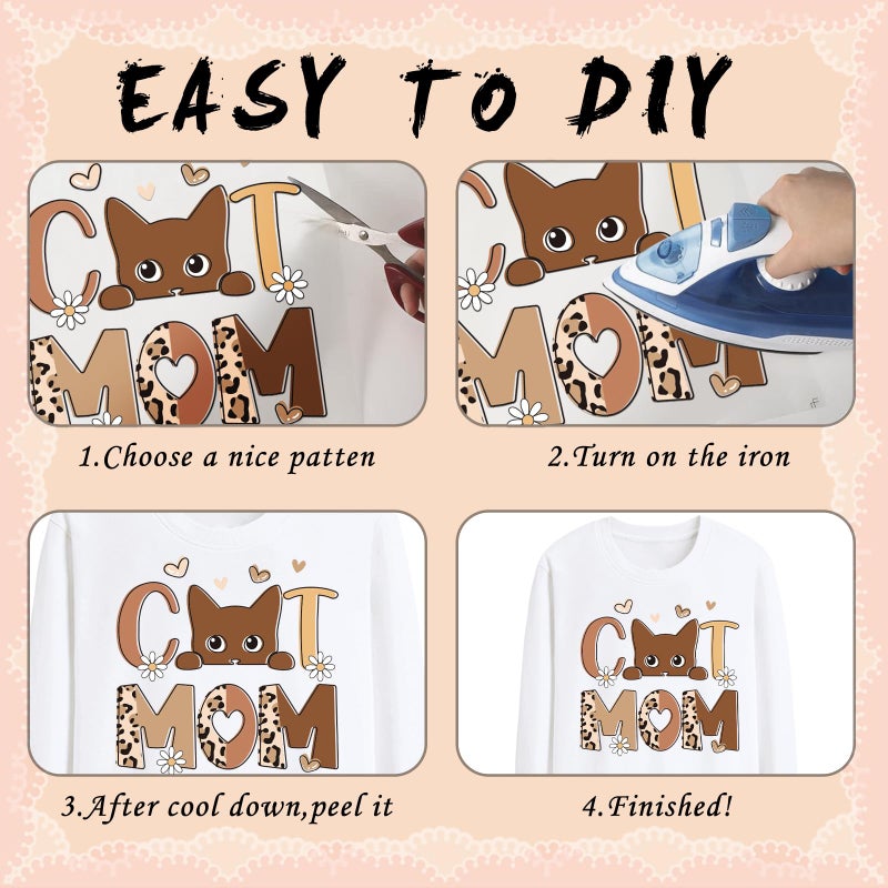 Dazoratix Mother's Day Transfer Stickers - 20 Sheets Mama Iron on Transfers Ready to Press Heat Patches Vinyl DTF Decals for T Shirts Clothes DIY Crafts Women Clothing Bag Appliques Pillow Decorations - Image 3