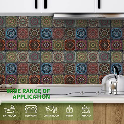 LONGKING Peel and Stick Backsplash Tile Stickers, Colorful Moroccan Tile for Kitchen, Stick on Wall Tiles (10 Sheets) - Image 3