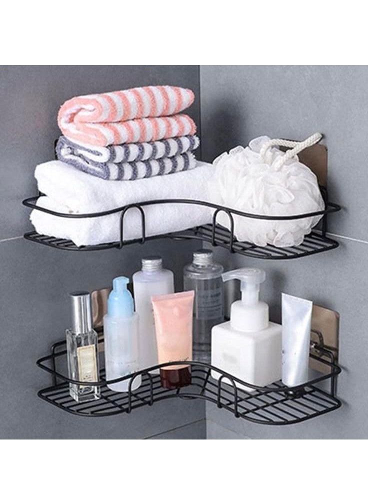 GS Gujarat GS Gujarat Metal MultiPurpose Wall Mount Corrner Floating Shelf Wall Mounted Storage Shelves for Kitchen Bathroom Pack of 2 