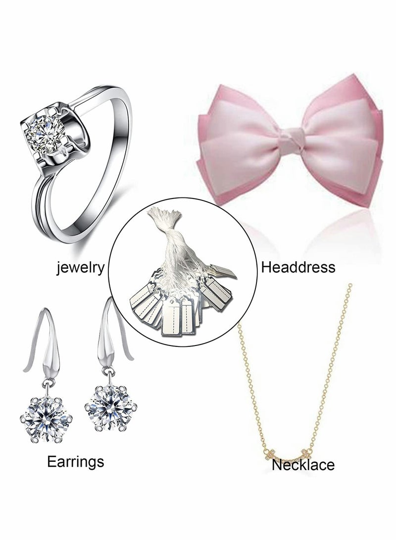 KASTWAVE Price Tags, 500pcs White Jewelry Price Tags Clothing Price Tags, Tag Card Writable, Plastic Paper Material with Rope. - Image 2