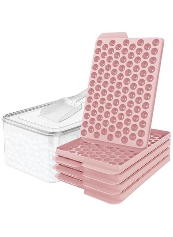 HOOKOR Ice Cube Trays, Small Ice Cube Trays Easy Release,104x4 PCS Round Ice Cube Tray Crushed Ice Tray for Chilling Drinks Coffee Juice,Sphere Chilling Cocktail Whiskey Tea Coffee (Pink)  - Image 1