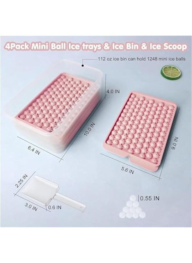 HOOKOR Ice Cube Trays, Small Ice Cube Trays Easy Release,104x4 PCS Round Ice Cube Tray Crushed Ice Tray for Chilling Drinks Coffee Juice,Sphere Chilling Cocktail Whiskey Tea Coffee (Pink)  - Image 2
