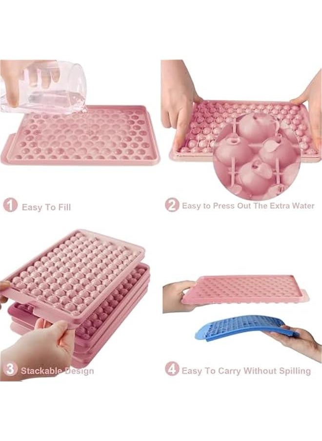 HOOKOR Ice Cube Trays, Small Ice Cube Trays Easy Release,104x4 PCS Round Ice Cube Tray Crushed Ice Tray for Chilling Drinks Coffee Juice,Sphere Chilling Cocktail Whiskey Tea Coffee (Pink)  - Image 4