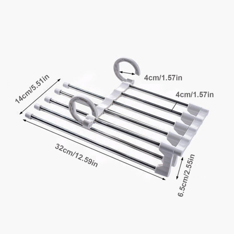 Pants Hanger 1 Pcs Black Stainless Steel - 5 Swing Arms Space Saving Closet Organizer for Wardrobe Pants Jeans Scarves Storage - Image 4
