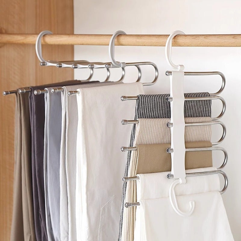 Pants Hanger 1 Pcs Black Stainless Steel - 5 Swing Arms Space Saving Closet Organizer for Wardrobe Pants Jeans Scarves Storage - Image 3