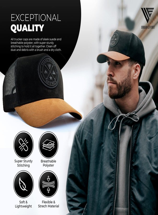 Urban Effort Mesh Back Cap - for Men and Women Baseball Hat 5-Panel Trucker Hat - Great Snapback Closure for Hunting & Hiking, Black/Brown, Small-X-Large - Image 2