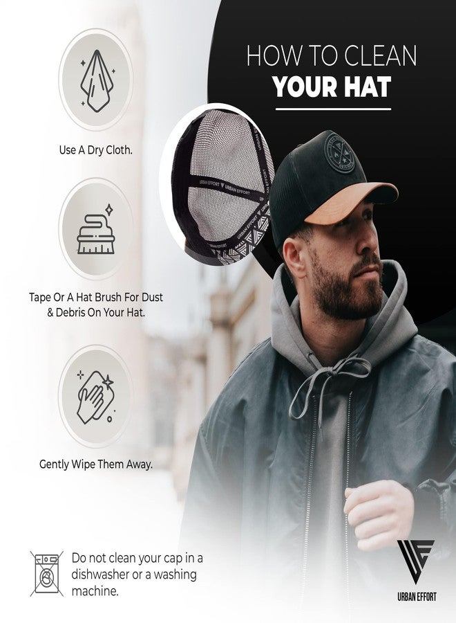 Urban Effort Mesh Back Cap - for Men and Women Baseball Hat 5-Panel Trucker Hat - Great Snapback Closure for Hunting & Hiking, Black/Brown, Small-X-Large - Image 3