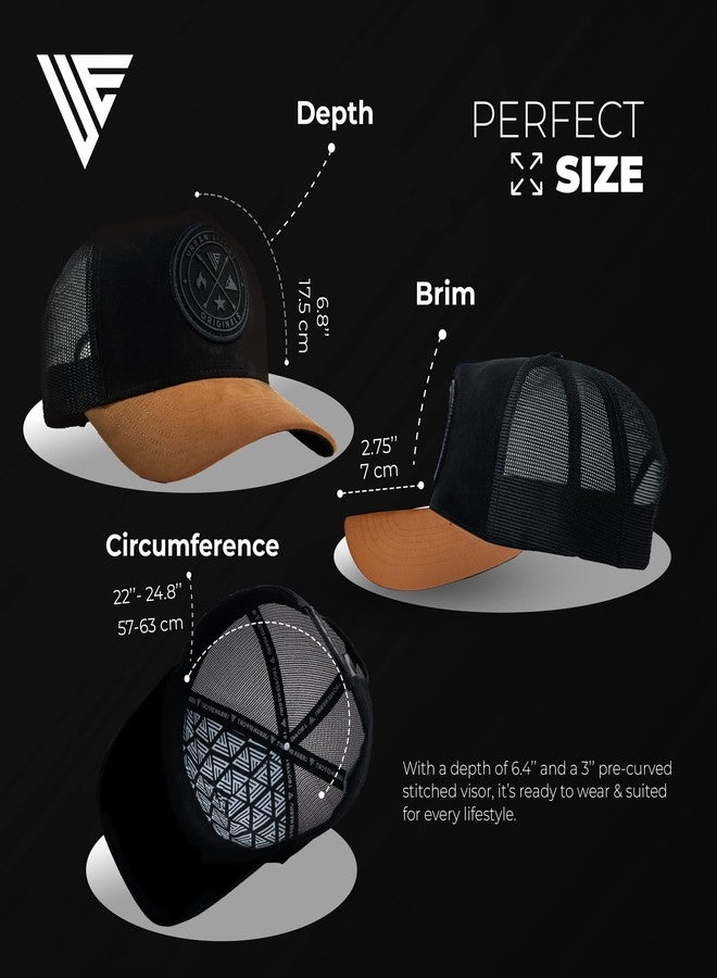 Urban Effort Mesh Back Cap - for Men and Women Baseball Hat 5-Panel Trucker Hat - Great Snapback Closure for Hunting & Hiking, Black/Brown, Small-X-Large - Image 5