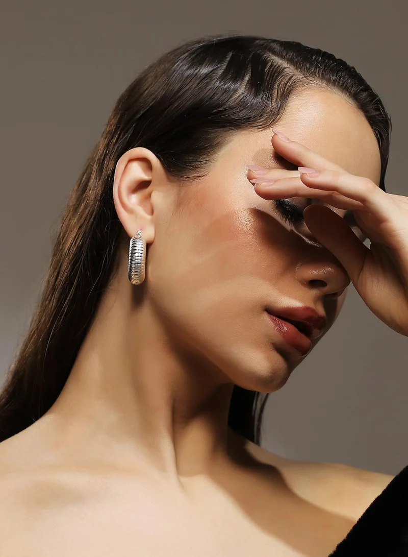 Sohi  Women's The Snake-Ribbed Contemporary Hoop Earrings for Women | Best Price UAE