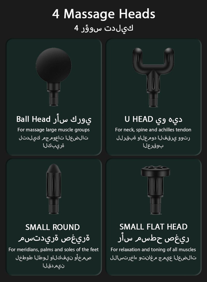 DPTER Mini Massage Gun Deep Tissue Massager, Handheld Percussion Massager with 6 Speeds and 4 Massage Heads, Quiet Portable Electric Massager for Muscle Pain Relief, Green - Image 4