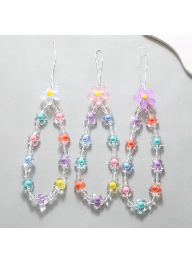 NIBEMINENT Beaded Phone Lanyard, Anti Lost Removable Wrist Strap,Beaded Flowers Bracelet Pendant, Phone Keychain Lanyard - Image 2