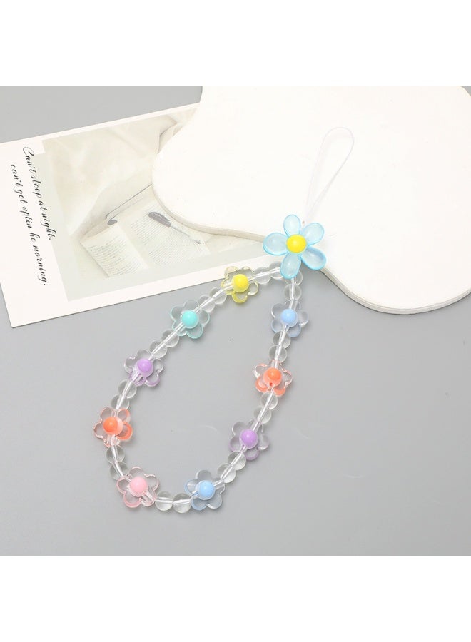 NIBEMINENT Beaded Phone Lanyard, Anti Lost Removable Wrist Strap,Beaded Flowers Bracelet Pendant, Phone Keychain Lanyard - Image 1