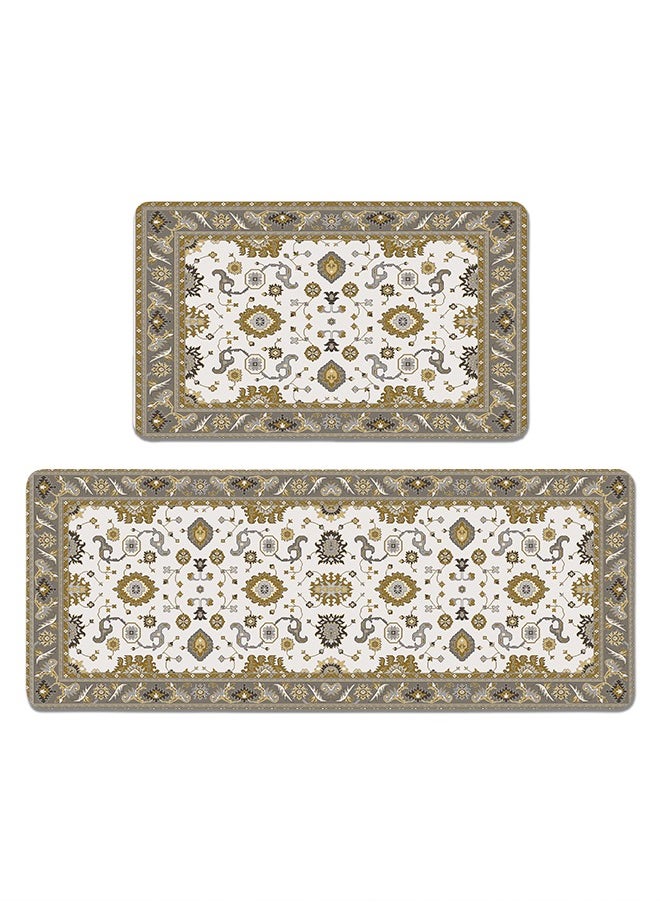 Generic 2 PCS Kitchen Floor Mats Rugs Set, Cushion Floor Carpet, Waterproof, Oil Resistant and Anti-Fatigue PU Standing Mat for Kitchen, Floor, Office, Sink, Laundry 45*75CM+45*120CM  - Image 1