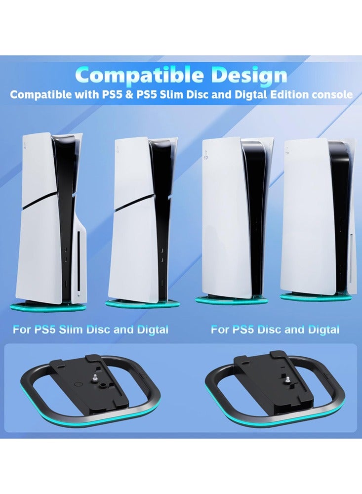 DAX STAR Vertical Stand for PS5 PS5 Slim Consoles, Playstation 5 Vertical Stand with 7 RGB Lights for PS5 Digital PS5 Disc, PS5 Slim Digital PS5 Slim Disc with Screw, Black - Image 3