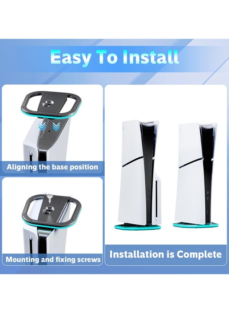 DAX STAR Vertical Stand for PS5 PS5 Slim Consoles, Playstation 5 Vertical Stand with 7 RGB Lights for PS5 Digital PS5 Disc, PS5 Slim Digital PS5 Slim Disc with Screw, Black - Image 4