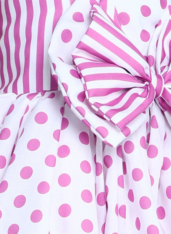 PinkChick فستان وردي مزخرف بنقاط للفتاة بتصميم ضيق وواسع - Image 2