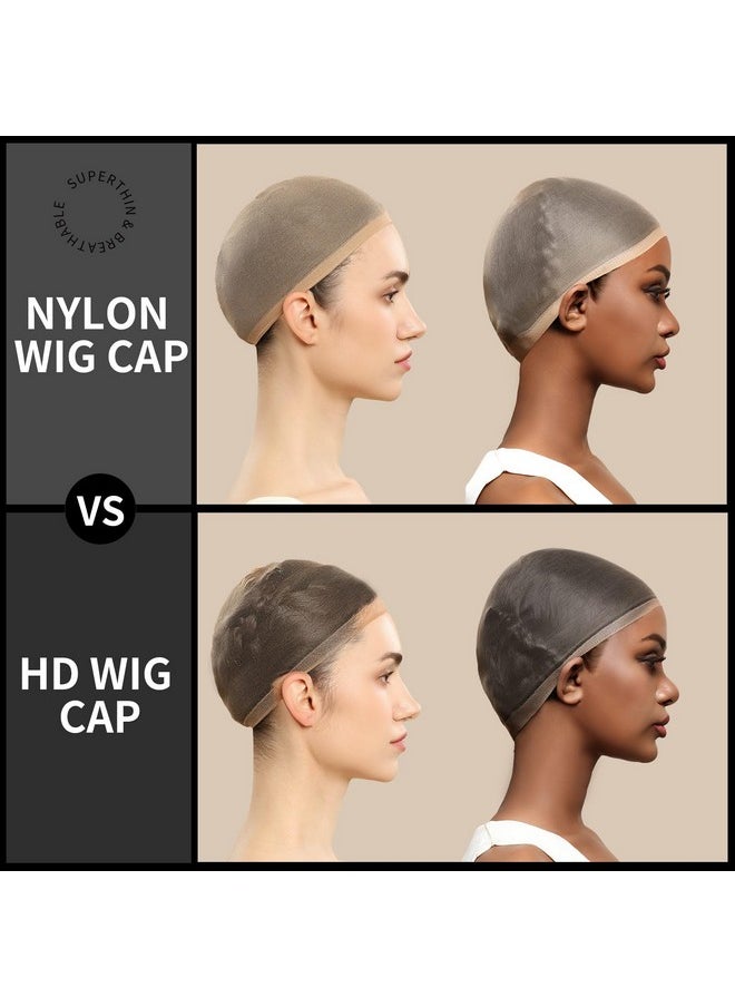 FANDAMEI - FANDAMEI HD Wig Cap, 4PCS Ultra Thin Wig Caps Light Brown, Nylon Wig Caps for Women Stretchy, Natural Transparent HD Wig Caps for Lace Front Wigs. Summer Wear Comfortable Wig Cap - Image 1